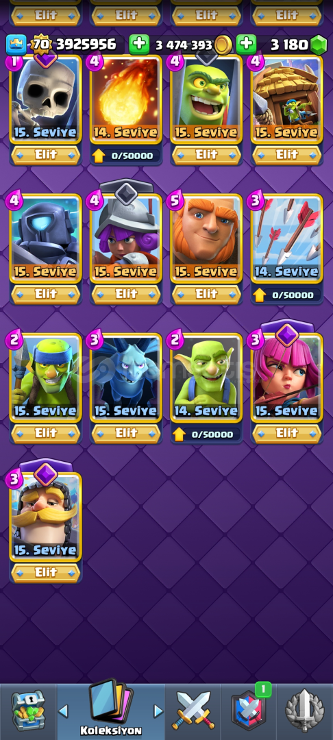 Clash Royale 70 seviye 15.030 kupa nerdeyse Max Clash Royale 70 seviye 15.030 kupa nerdeyse Max