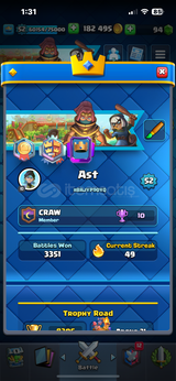 Clash royale 8300 kupa 9 Evrim 3 Elite kart