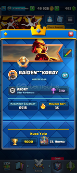 CLASH ROYALE 9000 KUPA 7 YILLIK HESAP