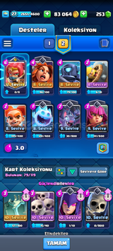 Clash Royale Bol dolu Hesap