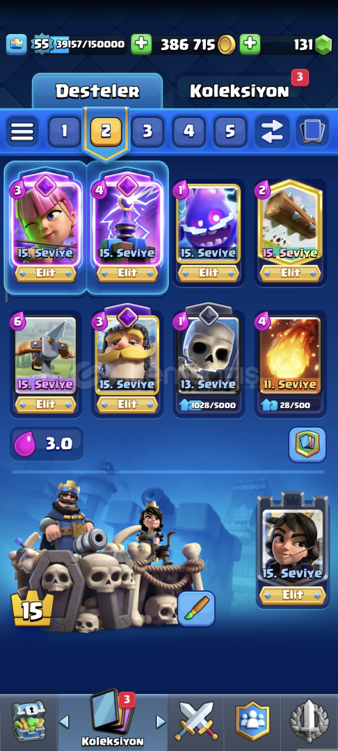 Clash Royale hesabı 55lv 15000 kupa Clash Royale hesabı 55lv 15000 kupa