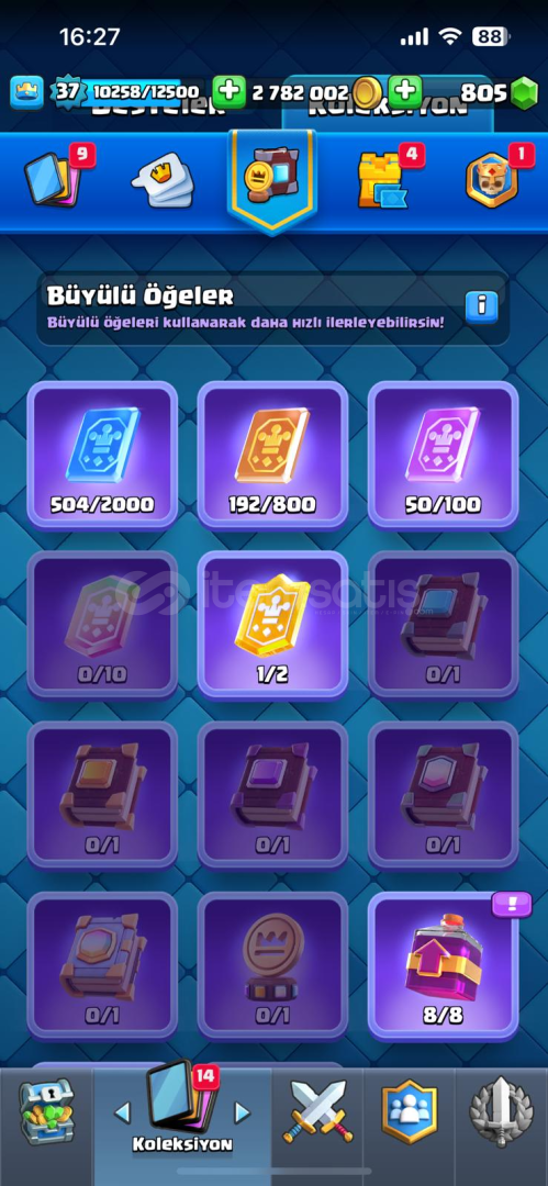 CLASH ROYALE HESAP SATILIK 37 SEVİYE 9200 KUPA