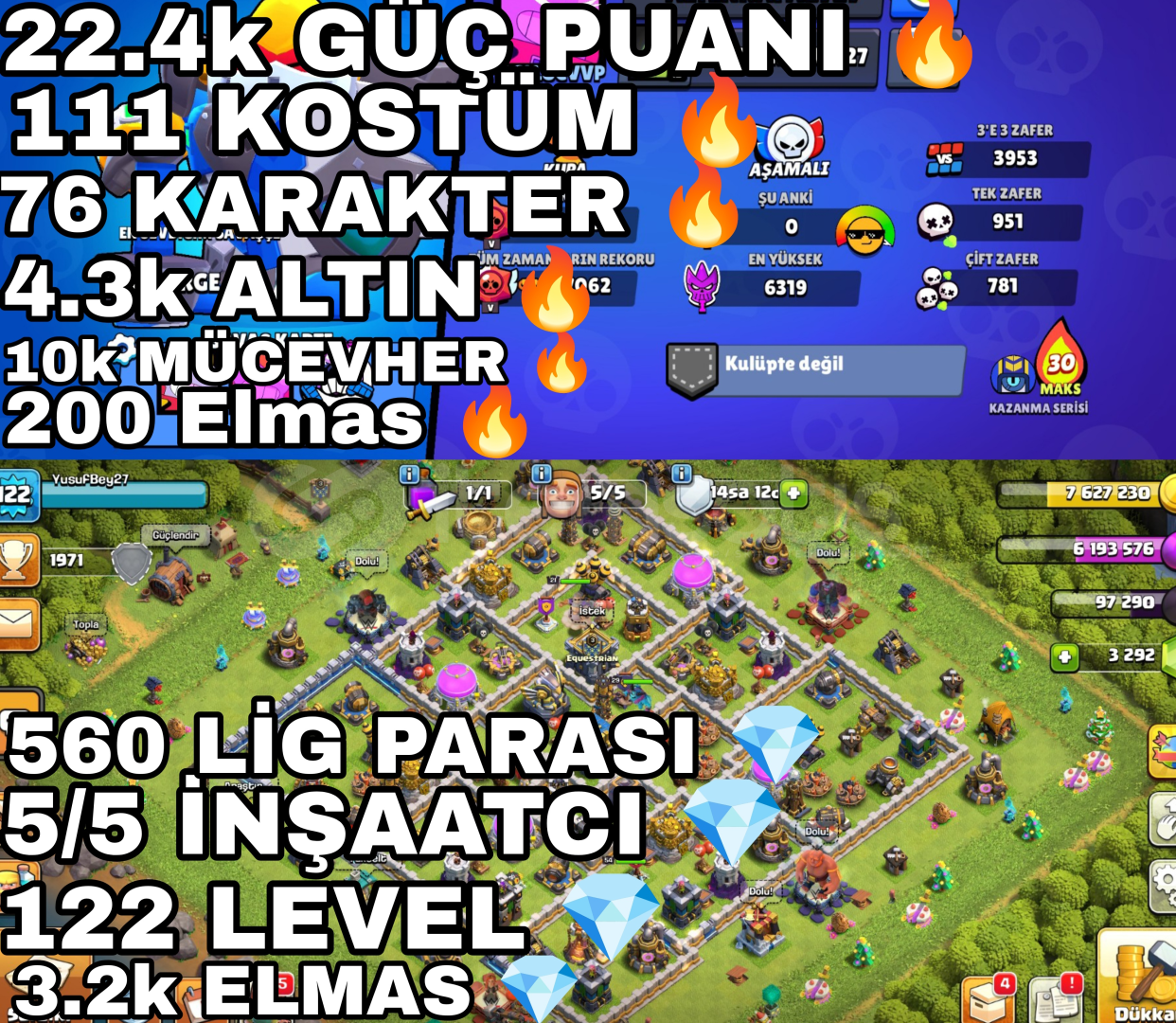 ÇOK UCUZ!!BS HESABI YANINDA COC HESABI Hediye!! ÇOK UCUZ!!BS HESABI YANINDA COC HESABI Hediye!!