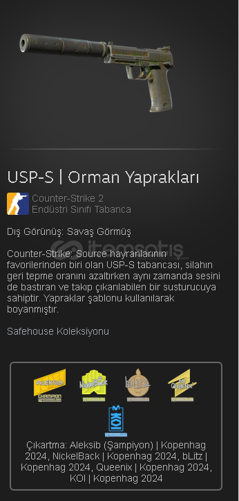 Counter Strike 2/ USP-S Orman Yaprakları Counter Strike 2/ USP-S Orman Yaprakları