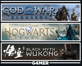 Hogwarts Legacy + GOW Ragnarök + Black M Wukong
