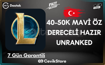 ⭐️Dereceli Hazır 40-50K Mavi Öz Unranked TR⭐️