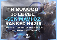 ⭐[DERECELİ HAZIR] TR 60K+ ÖZ 30 LVL UNRANKED⭐