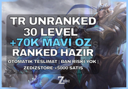 ⭐[DERECELİ HAZIR] TR 70K+ ÖZ 30 LVL UNRANKED⭐