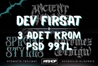 DEV FIRSAT | 3 Adet Krom PSD | Anında Teslimat