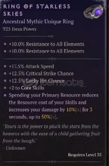 Diablo IV - Ring Of Starless Skies Diablo IV - Ring Of Starless Skies