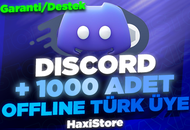 ⭐Discord 1000 Offline Türk Üye + Garantili⭐