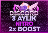 DİSCORD 3 AYLIK NİTRO 2X BOOST + OTO TESLİMAT