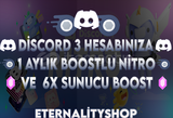 ⭐ DİSCORD 3 HESABINIZA BOOSTLU NİTRO 6X BOOST 