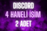 DISCORD 4 HANELİ NADİR İSİM 2 ADET