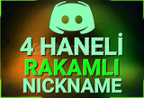 DISCORD 4 HANELİ RAKAMLI NICK [OTO TESLİMAT]