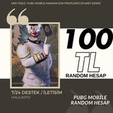 DOPDOLU 100TL++ PUBG MOBİLE RANDOM HESAP