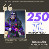 DOPDOLU 250TL++ PUBG MOBİLE RANDOM HESAP