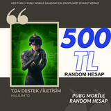 DOPDOLU 500TL++ PUBG MOBİLE RANDOM HESAP