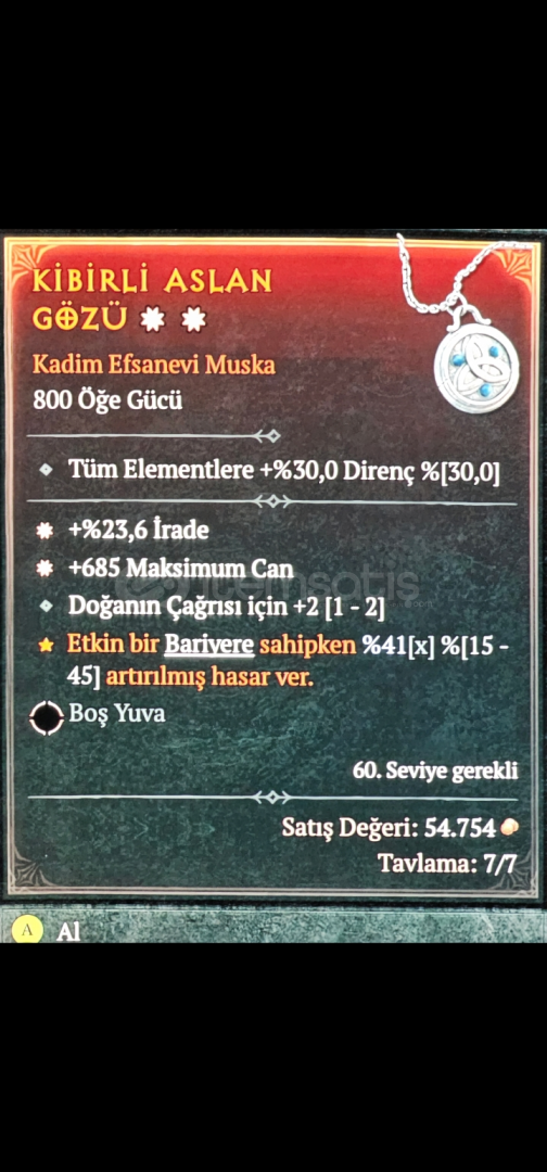 Sezon 10 Druid kolye robun kolyesi kuzgunlar Sezon 10 Druid kolye robun kolyesi kuzgunlar