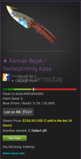 düşük float well-worn gut knife case hardened