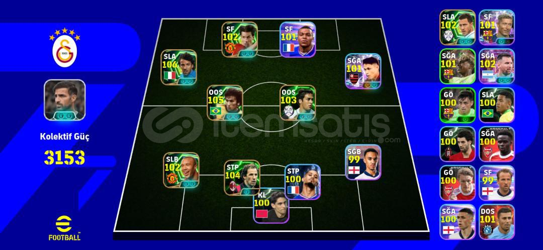 EFOOTBALL MOBİLE 3 BOMBACILI 3153 HESAP  EFOOTBALL MOBİLE 3 BOMBACILI 3153 HESAP