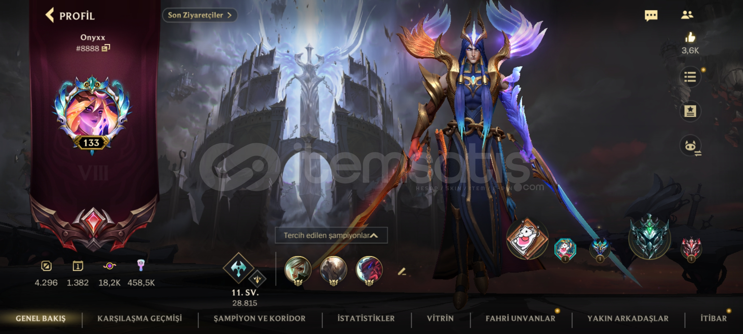 EFSANE 73 KOSTÜMLÜ 133 SEVİYE + LOL Hesabı EFSANE 73 KOSTÜMLÜ 133 SEVİYE + LOL Hesabı