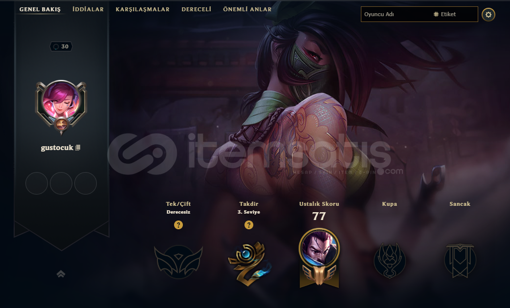 ELLE KASILMIŞ UNRANKED 30 LEVEL 13K MAVİ ÖZ ELLE KASILMIŞ UNRANKED 30 LEVEL 13K MAVİ ÖZ