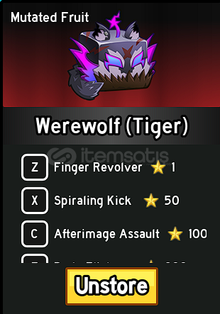 EN UCUZ Blox fruits Tiger fruit /Werewolf Skin EN UCUZ Blox fruits Tiger fruit /Werewolf Skin