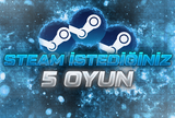 ⚡ SINIRSIZ DESTEK | STEAM İSTEDİĞİNİZ 5 OYUN 