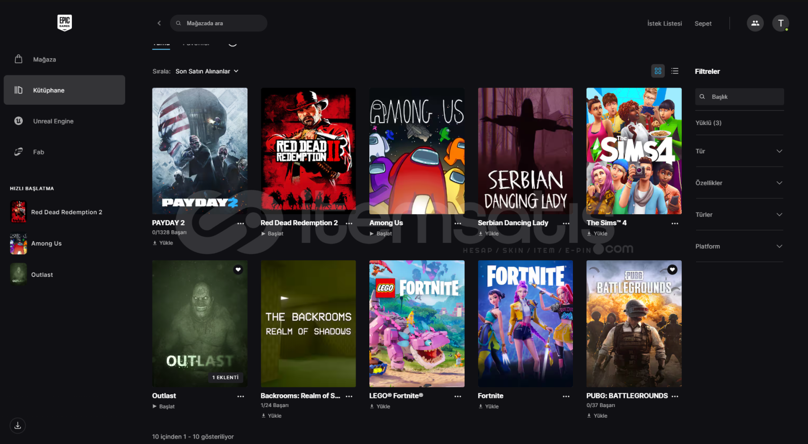 Epic Games (tek kişiye satılık) hesap Epic Games (tek kişiye satılık) hesap