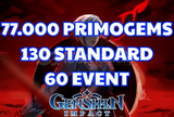 EU 77.000 Primogemov + 60 Event Hesap