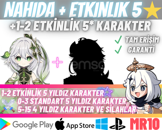 EU | MR10+ Nahida + 5* Etkinlik Karakteri EU | MR10+ Nahida + 5* Etkinlik Karakteri