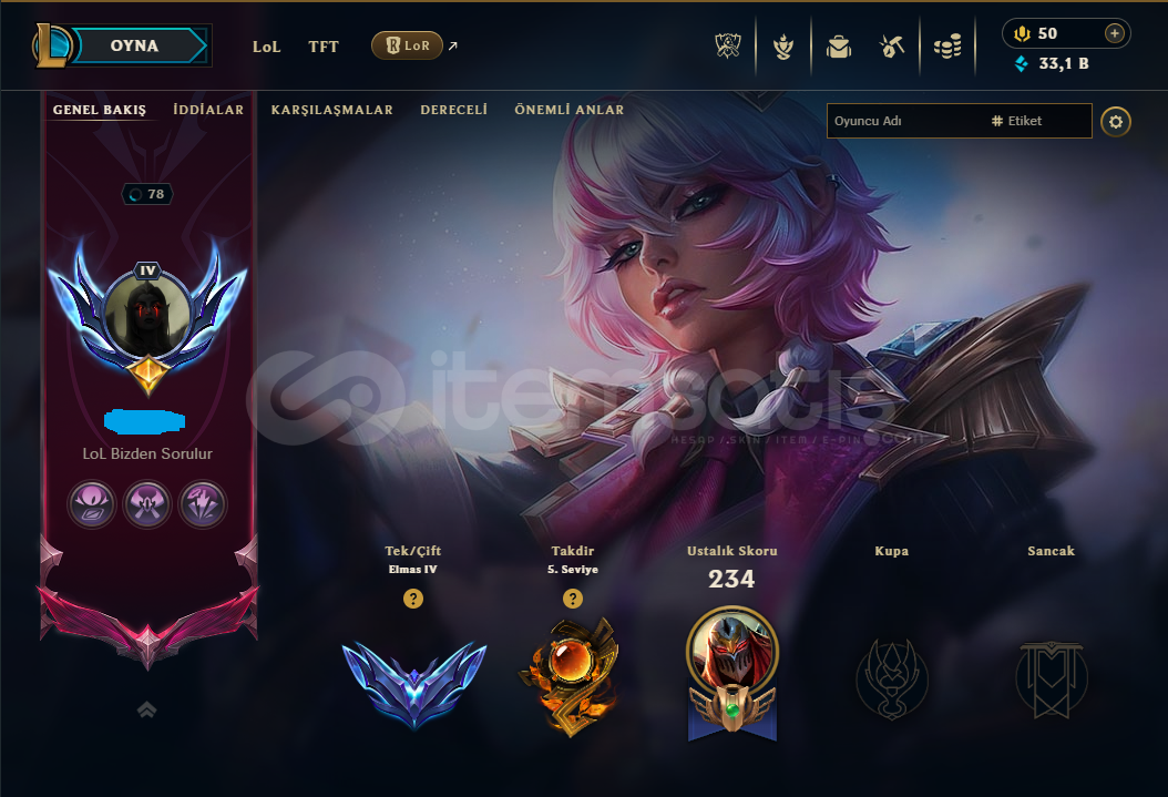 Eu West DİA Efsane hesap 64 WR Eu West DİA Efsane hesap 64 WR