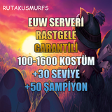 EUW 100-1600 SKİN GARANTİLİ LOL RANDOM HESAP