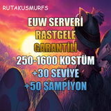 EUW 250-1600 SKİN GARANTİLİ LOL RANDOM HESAP