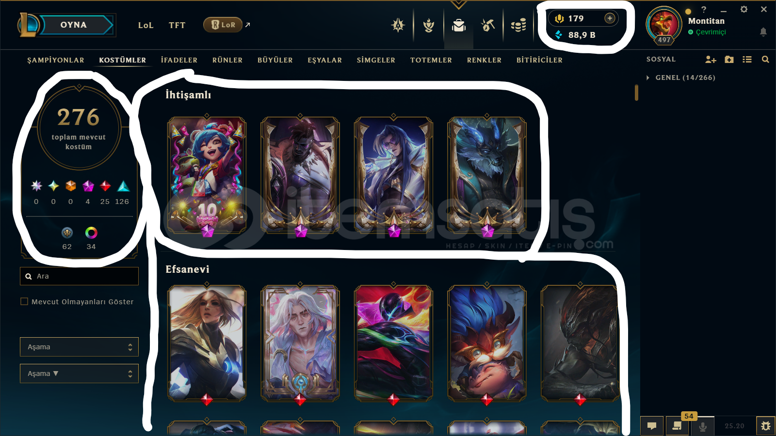 EUW / 497 LEVEL / 276 SKİN / FUL HERO + MAİL EUW / 497 LEVEL / 276 SKİN / FUL HERO + MAİL