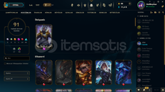 EUW 91 KOSTÜM 83 ŞAMPİYON 80 WR 35 LP GAİN