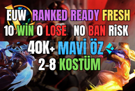 EUW Dereceli HAZIR 10 WİN 2-8KOSTUM (+40K MAVİ)