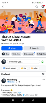 Facebook 1700 Üyeli Grup