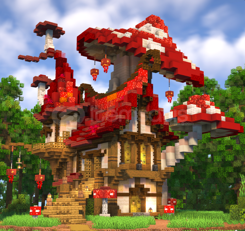 Fantasy Red Mushroom House | Build Fantasy Red Mushroom House | Build