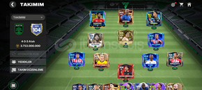 Ea Fc 25 mobile hesap 104 gen kadro alın!!!!