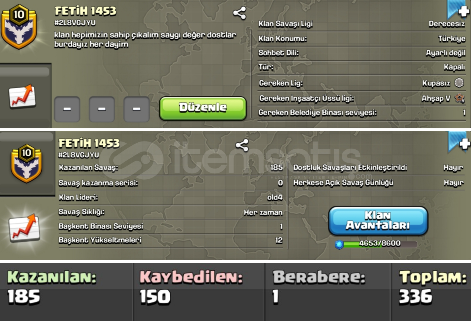 FETİH 1453 10sv Derecesiz Lig HemenTeslim FETİH 1453 10sv Derecesiz Lig HemenTeslim