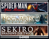 Hogwarts Legacy + Spider Man Miles M + Sekiro