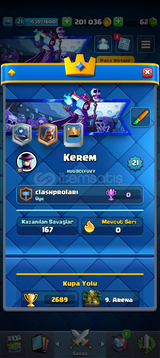 Fırsat 2700 kupa clash royale hesabı gelmiştir