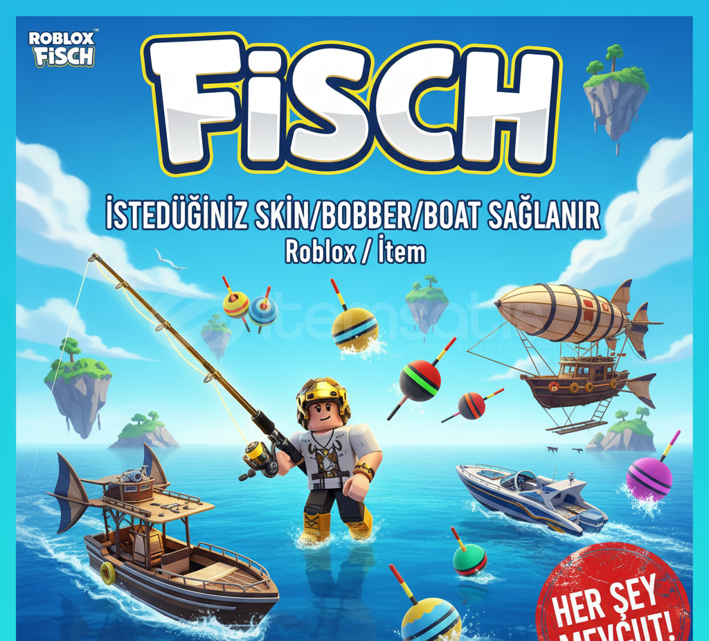 FISCH İSTEDİĞİNİZ SKİN/BOBBER/BOAT SAĞLANIR  FISCH İSTEDİĞİNİZ SKİN/BOBBER/BOAT SAĞLANIR
