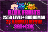 ⭐Bf | 2550LVL+GOD+SGT+CDK+MM| 2x Kırmızı Meyve✅