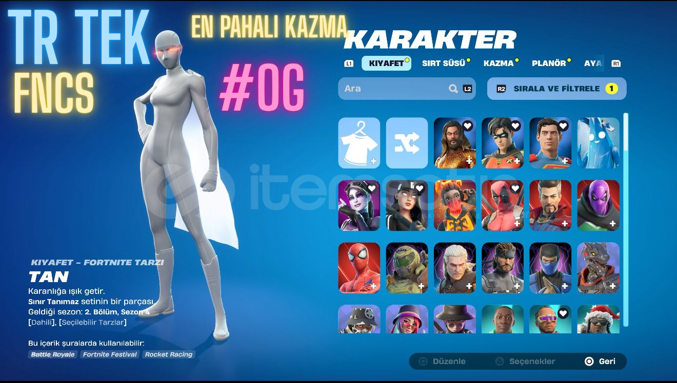 FORTNİTE TRDE TEK OG Sezon 1 + En pahalı Pickaxe FORTNİTE TRDE TEK OG Sezon 1 + En pahalı Pickaxe
