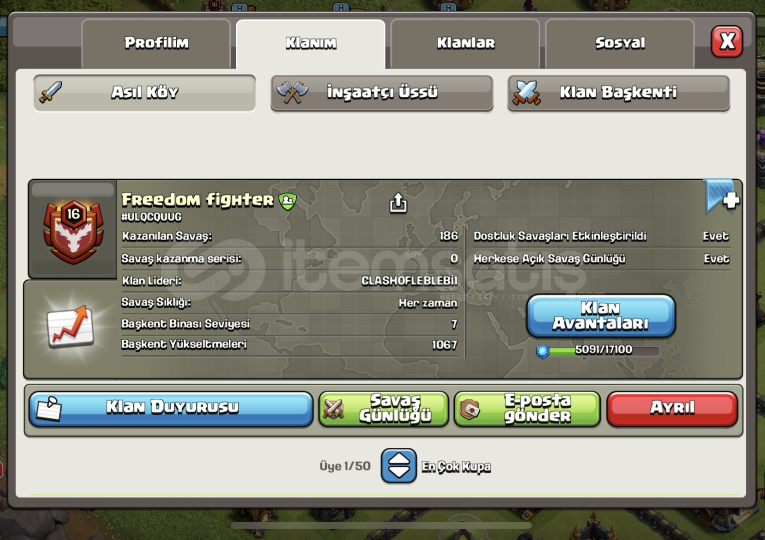 FREEDOM FİGHTER | 16 SEVİYE KLAN FREEDOM FİGHTER | 16 SEVİYE KLAN