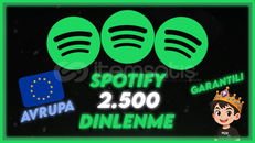 [GARANTILI] %100 Avrupa 2500 Spotify Dinlenme