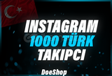 ⭐GARANTİLİ⭐ Instagram 1000 Türk Organik Takipçi